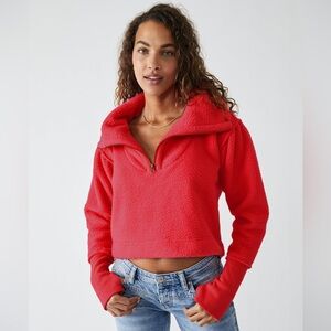 Free People Red Poppy Quarter Zip